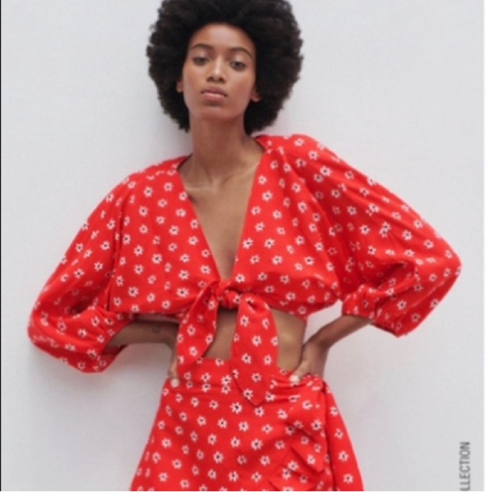 ZARA - FLORAL SET - SKIRT AND TOP -LINEN BLEND.